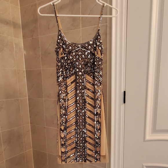 Beaded Nude Dress - Picture 1 of 12